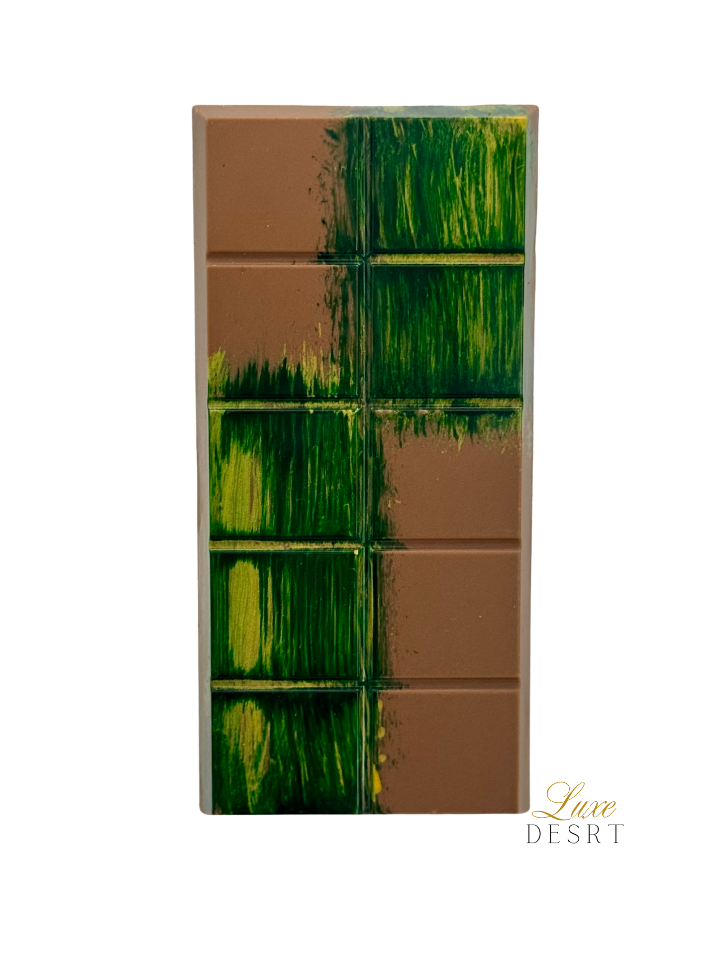 Dubai Chocolate Milk bar with Belgian chocolate, pistachio cream, caramelized kataifi, and tahini drizzle.