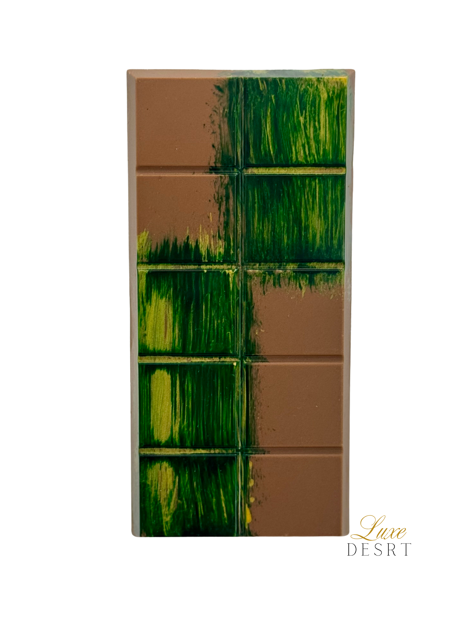 Dubai Chocolate Milk bar with Belgian chocolate, pistachio cream, caramelized kataifi, and tahini drizzle.